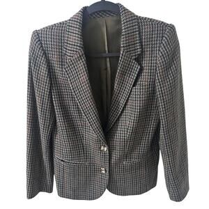VTG Alan Austin France Women's 100% Cashmere Houndstooth Blazer Jacket, 38 (6)